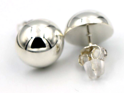 Genuine New Sterling Silver 925 12mm Stud Earrings Half Ball