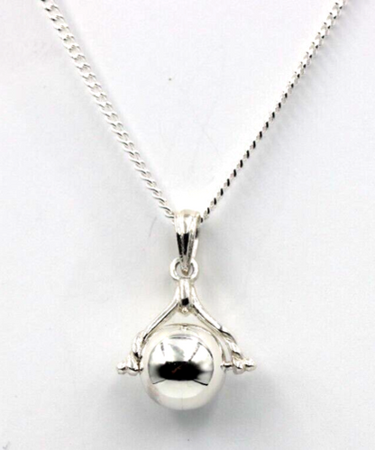 Genuine New Sterling Silver 10mm Ball Spinner Pendant + 55cm Necklace