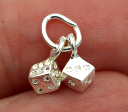 Sterling Silver 925 Small lightweight Dice Charms or Pendant