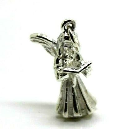 Sterling Silver 925 Singing Praying Wings Angel Pendant Charm