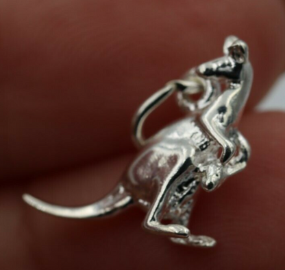 Sterling Silver Small Australian Kangaroo & Joey Charms or Pendant