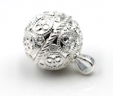 Genuine Sterling Silver Lace Pattern Ball Memorial Pendant with Screw Opening Bail