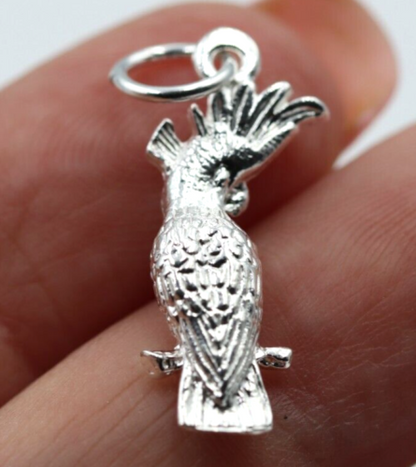 Kaedesigns, New Genuine Sterling Silver 925 Parrot Cockatoo Pendant Charm