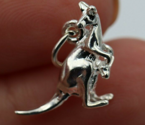 Sterling Silver Small Australian Kangaroo & Joey Charms or Pendant