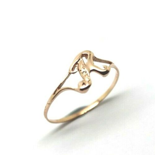 Kaedesigns New Solid 9ct Rose Gold Diamond Set Small Delicate Initial Ring Letter R