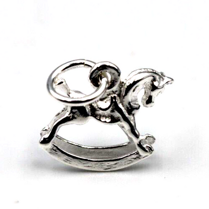 Genuine 925 Sterling Silver Rocking Horse Pendant / Charm