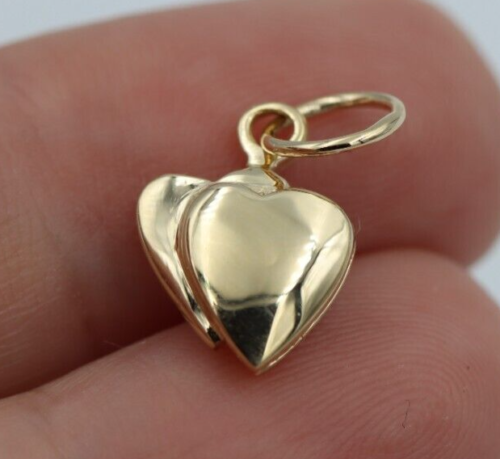 Genuine Small 9k 9ct Yellow, Rose or White Gold Double Heart Pendant or Charm