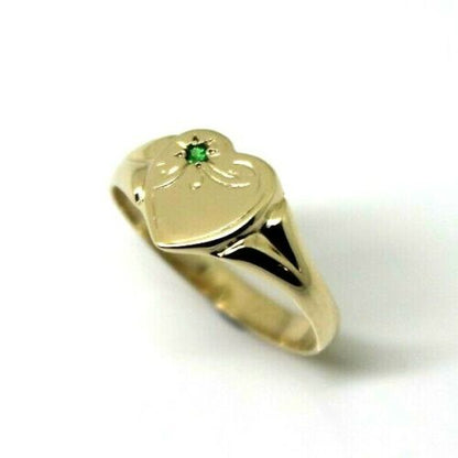 Kaedesigns Genuine 9ct 9K Yellow, Rose and White Gold Green Emerald (Birthstone Of May) Signet Ring