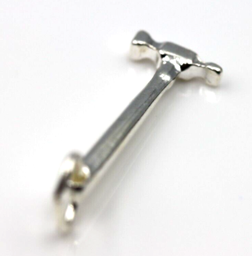 Sterling Silver Solid Builder Tool Hammer Pendant / Charm