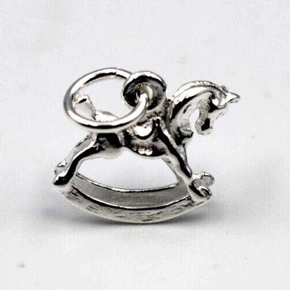 Genuine 925 Sterling Silver Rocking Horse Pendant / Charm