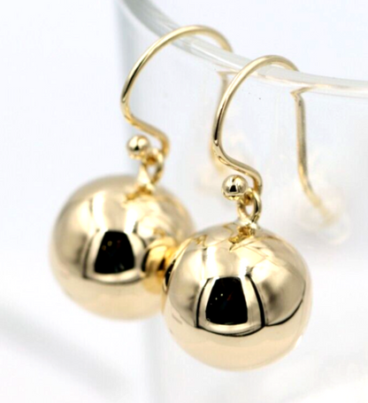 Kaedesigns Genuine New 9ct 9kt Yellow, Rose or White Gold 14mm Euro Ball Drop Earrings