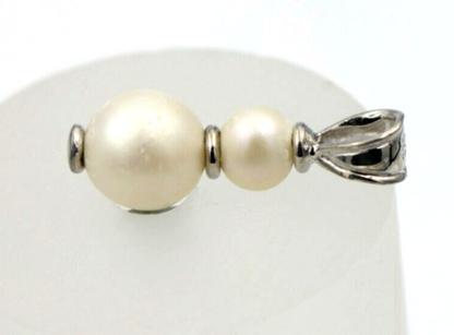 Genuine 9k 9ct Yellow, Rose or White Gold 6mm + 8mm White Pearl Pendant Or Charm