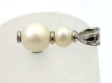 9k 9ct Yellow, Rose or White Gold 6mm + 8mm White Pearl Pendant Or Charm