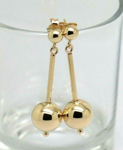 Genuine 9ct 9K Yellow, Rose or White Gold 12mm Euro Ball Stud butterfly backs Earrings