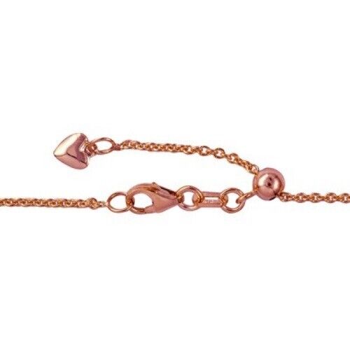 Genuine 58cm 9ct 9k Yellow or Rose Gold Ladies Fine Slider Heart Necklace Chain