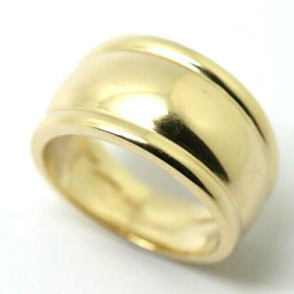 Size J Genuine 9ct Solid Yellow Gold Ridged Heavy 10mm Dome Ring *Free express post in oz