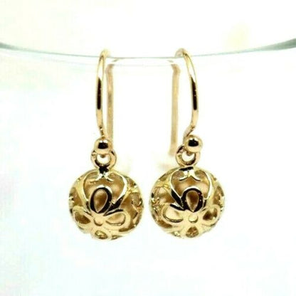 Genuine New 9ct Yellow, Rose or White Gold 10mm Half Ball Hook Filigree Earrings