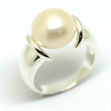 Size N Sterling Silver & Freshwater Pearl Button Ball Ring