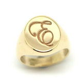 Solid Heavy New 9ct Yellow, Rose or White Gold Oval Signet Ring Size F +Engraved with letter E