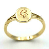 Genuine Full Solid 9ct Yellow, Rose or White Gold Oval Signet Ring Engraved With One Initial - Choose your size (sizes H to T)