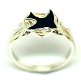 Size F Genuine Sterling Silver Single Heart Signet Ring with Enamel Blue Bird