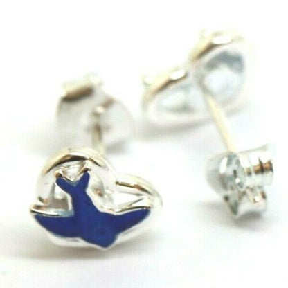 Sterling Silver 925 Children Child Stud Earrings Enamel Bluebird