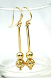 Genuine 9ct 9kt Yellow, Rose or White Gold Spinning 6mm Plain + 8mm Filigree Ball 50mm Drop Earrings