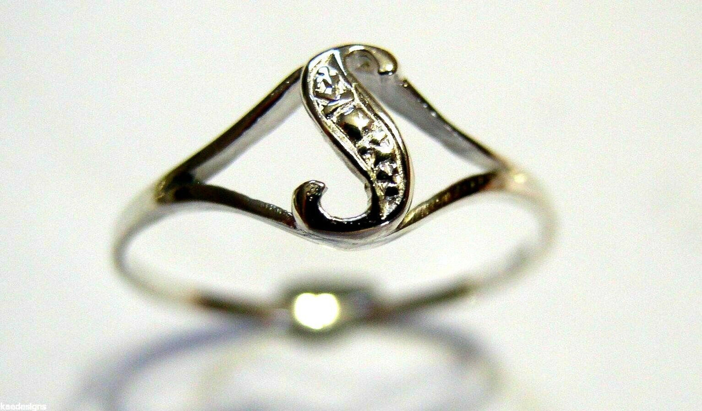 Genuine Delicate 9ct 375 Yellow, Rose or White Gold Initial Ring S