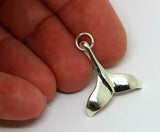 Genuine Sterling Silver Large Whale Tail Solid Pendant Charm
