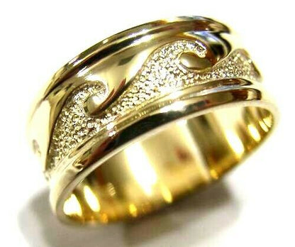 Size T Genuine Solid New 9ct 9kt Yellow, Rose Or White Gold Mens Surf Wave Ring