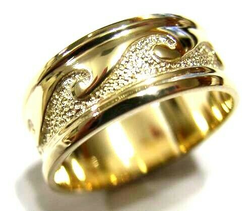 Size T Genuine Solid New 9ct 9kt Yellow, Rose Or White Gold Mens Surf Wave Ring