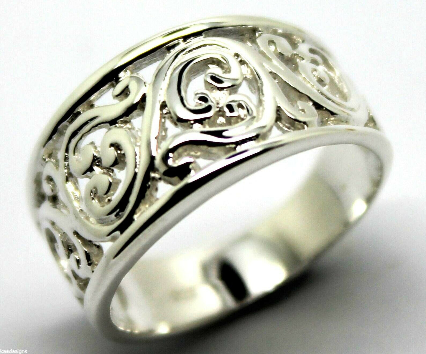 Kaedesigns New Size Q1/2 9ct Full Yellow, Rose or White Gold Filigree Flower Swirl Ring