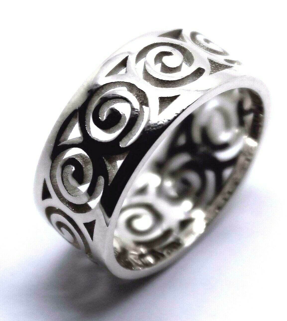 Size N Solid Genuine 9ct Yellow, Rose or WhiteWhite Gold Swirl Surf Wave Ring