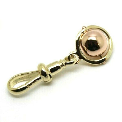 Genuine 9ct Rose & Yellow Gold 8mm Full Ball Drop Pendant With Swivel Clasp