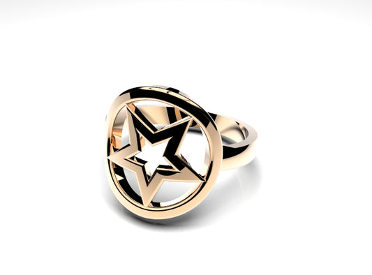 Kaedesigns New Solid Genuine 9ct Yellow, Rose & White Gold Star Circle Dress Ring