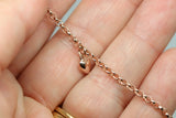 Genuine 9ct Solid Yellow or Rose Gold 25cm Belcher Anklet + 3 heart charms