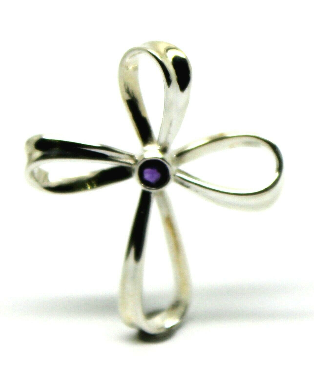 Kaedesigns, New Genuine Sterling Silver 925 Cross Amethyst Set Cross  Pendant