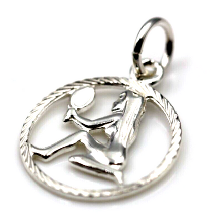 Genuine New Sterling Silver 14.5mm Round Cut Out Zodiac Pendant - All star signs available