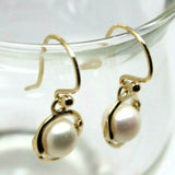 Kaedesigns, New Genuine 9ct Yellow, Rose or White Gold 7.6mm White Pearl Belcher Hook Earrings