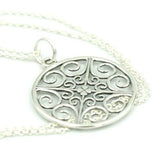Sterling Silver Filigree Scroll Clover Pendant 55cm Belcher Necklace*Free Post