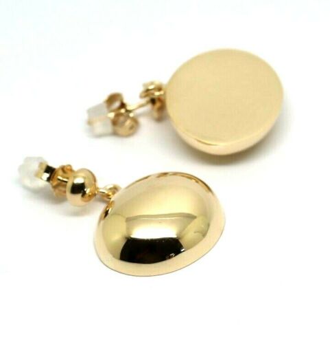 Genuine Very Large Size 9ct 9K Solid Yellow, Rose or White Gold Stud Half Oval Bubble Earrings