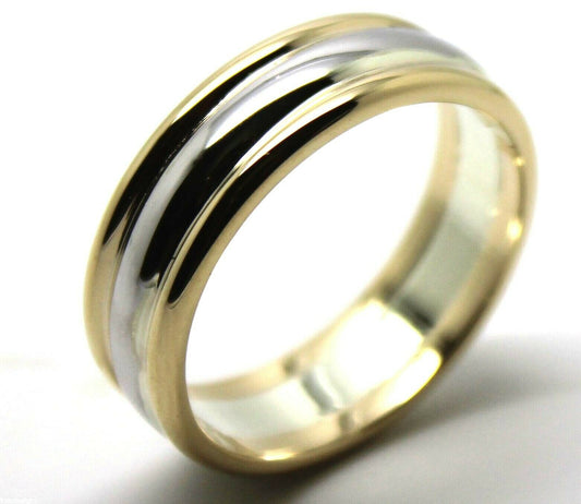 Genuine Full Solid 9ct White & Yellow Gold Heavy Band Ring Size X