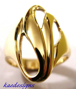 Kaedesigns, Heavy 9ct 9kt Solid Yellow, Rose or White Gold Fancy Swirl Dome Ring 364 Choose your size