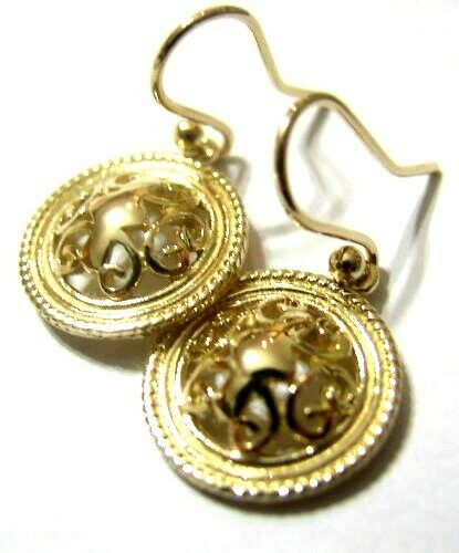 Kaedesigns, Heavy 9ct Yellow Or White Or Rose Gold  Filigree Round Hook Earrings