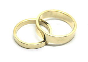 Genuine His & Hers Set Solid 9ct 9K Yellow Gold Flat Plain Wedding Bands Couple Rings