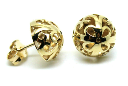 Kaedesigns New 9ct Yellow, Rose or White Gold Half Ball 12mm Stud Filigree Earrings