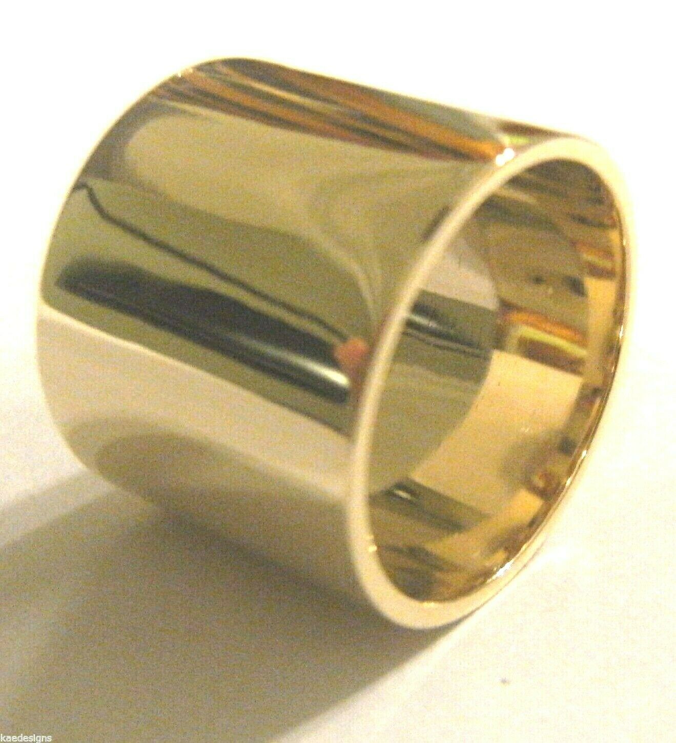 Size 8 / Q New Genuine 10ct Yellow, Rose or White Gold Solid 15mm Extra Wide Band Ring